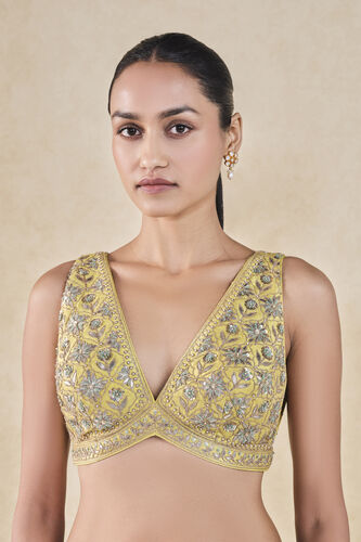 Tajanae Gota Patti Silk Choli - Lime, Lime, image 1